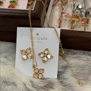 Kate Spade Gold Clover Necklace and Earrings Set